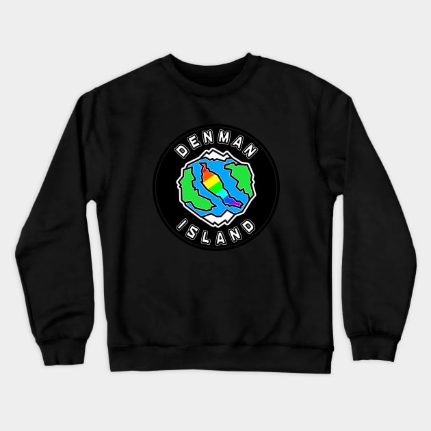 Denman Island on Planet Earth with Rainbow Vibes - Denman Island Crewneck Sweatshirt by City of Islands